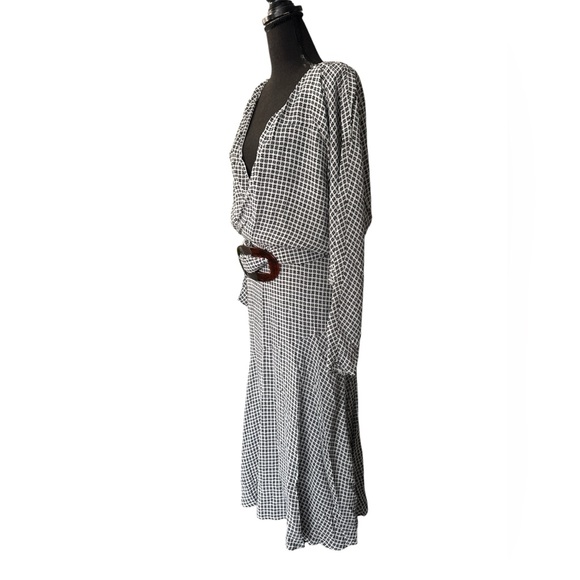 Free People Elected Black and White Checkered Midi Dress, Size 4 - Picture 5 of 8